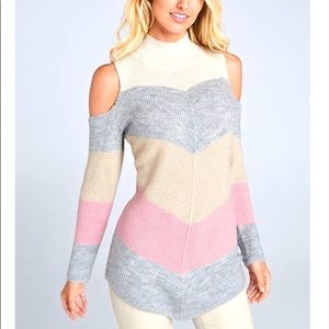 Striped Open-Shoulder Sweater